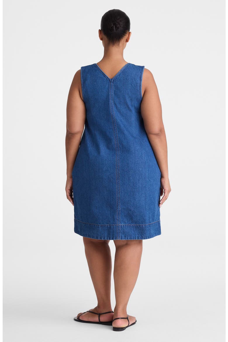 V-Neck Sleeveless Denim Minidress, Alternate, color, MARINA BLUE
