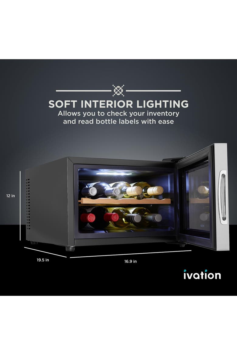 8 Bottle Wine Fridge Freestanding Small Wine Cooler Refrigerator with Glass Door, Alternate, color, Silver