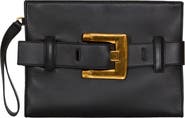 Balmain Anthem smooth leather clutch