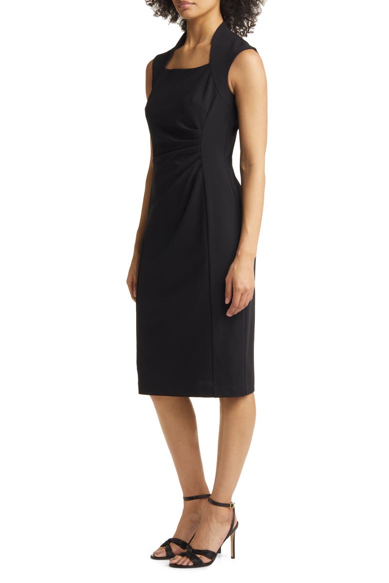 Ruched Cap Sleeve Sheath Dress, Alternate, color, BLACK