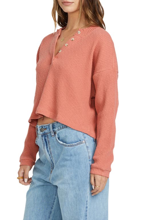 Shop Billabong Good Catch Knit Henley Top In Dark Coral