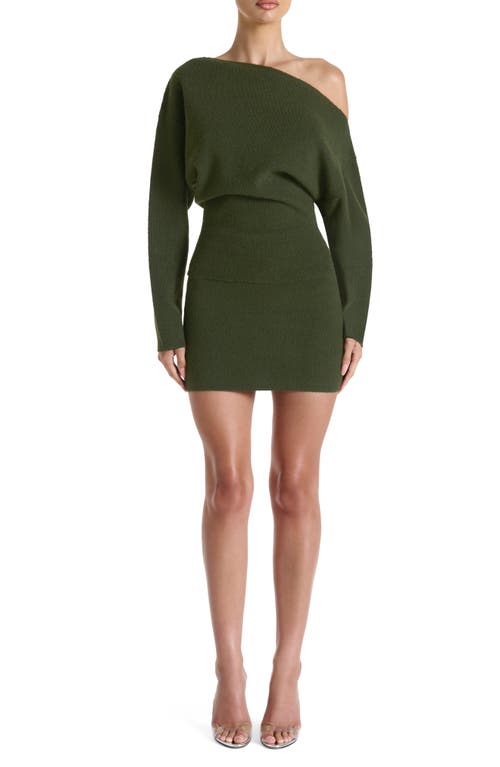 Naked Wardrobe Bouclé Knit Miniskirt In Green