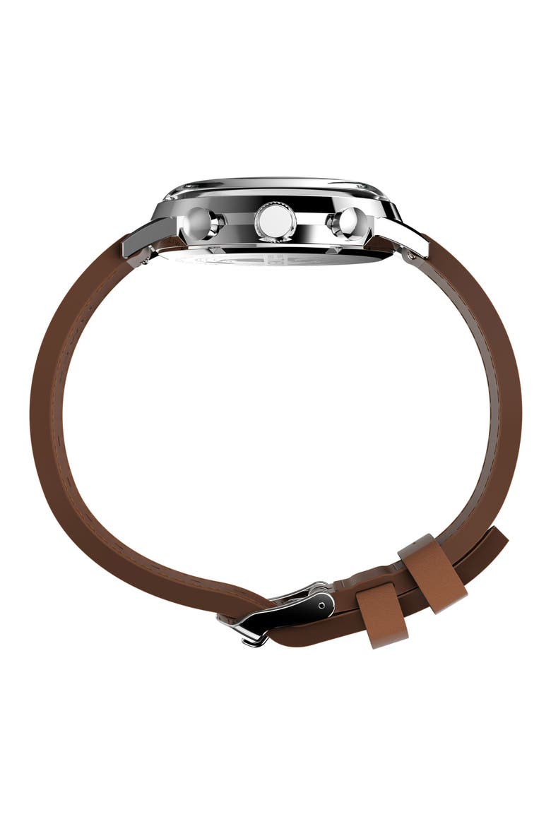Marlin® Chronograph Leather Strap Watch, 40mm, Alternate, color, BROWN