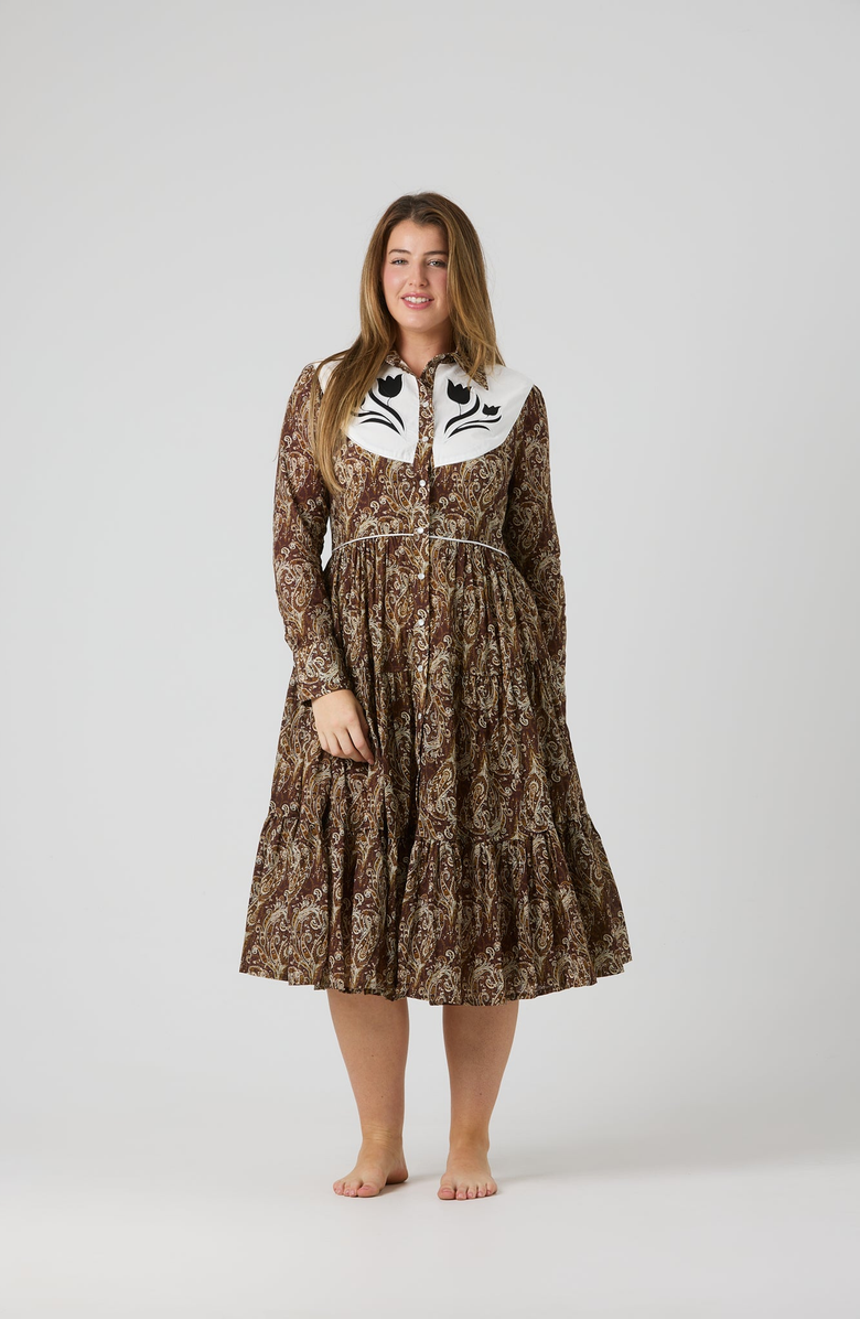 By Tess Collection Beck Dress, Alternate, color, Brown Paisley