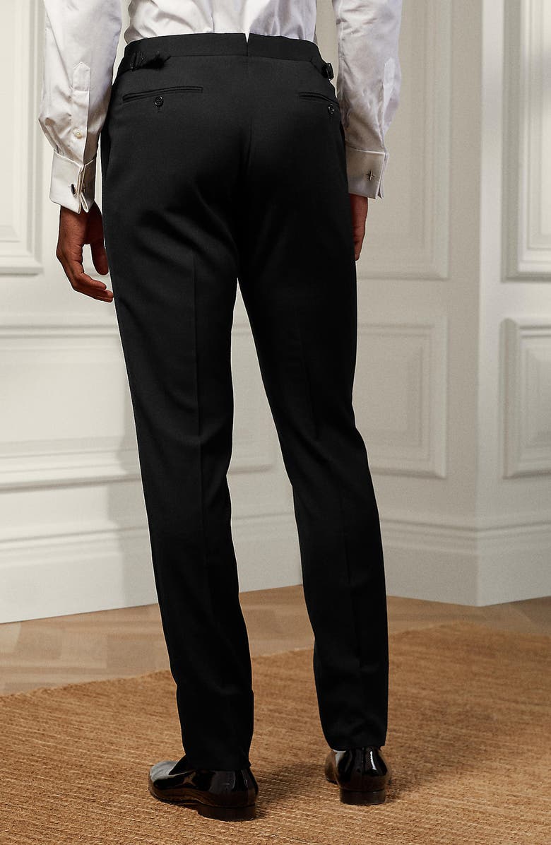 Ralph Lauren Purple Label Gregory Wool & Cashmere Barathea Tuxedo Pants, Alternate, color,