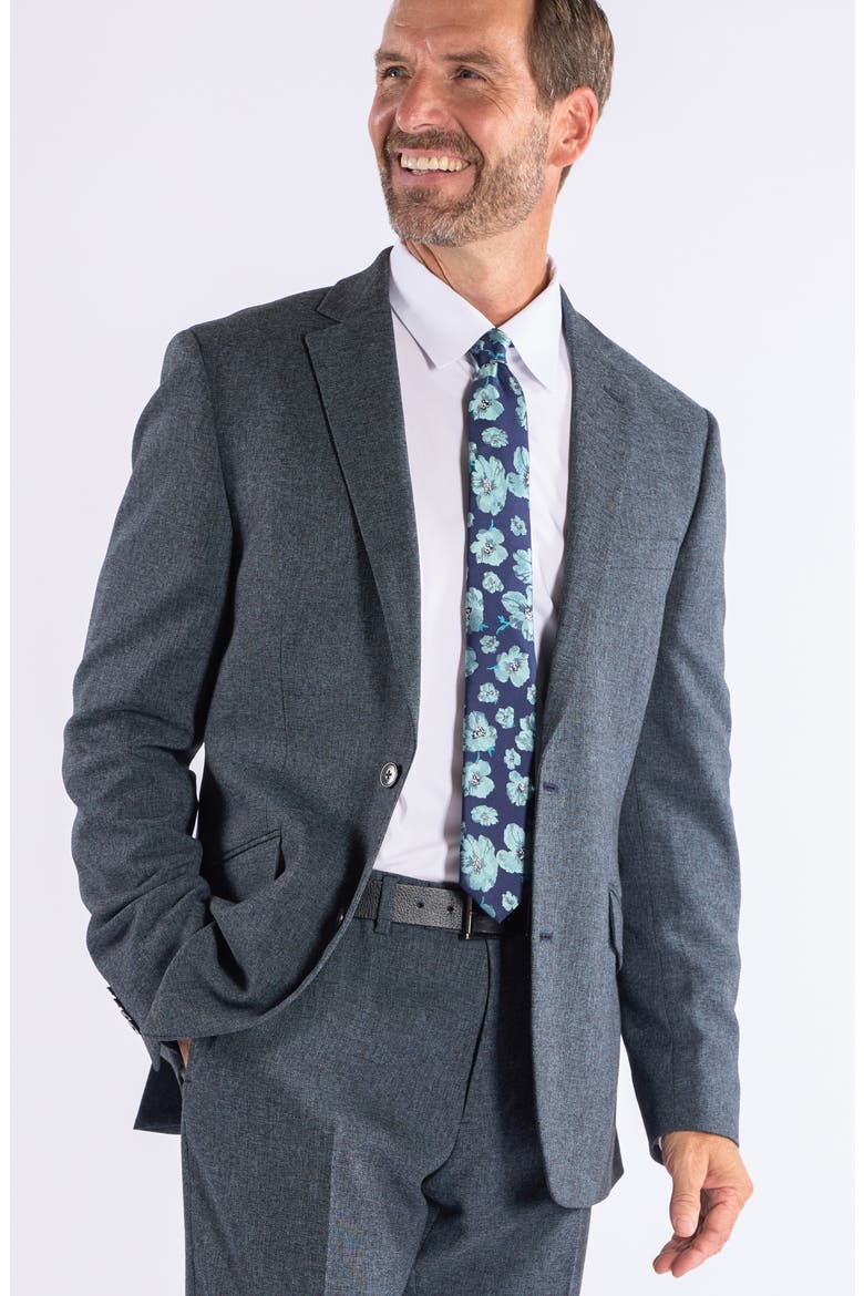 Hoxton Trim Fit Charcoal Notch Lapel Knit Suit, Alternate, color, GREY