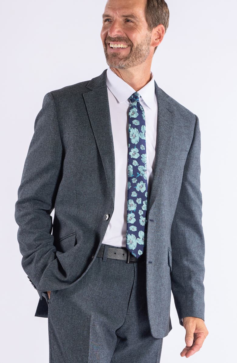 SAVILE ROW CO Hoxton Trim Fit Charcoal Notch Lapel Knit Suit, Alternate, color, Grey