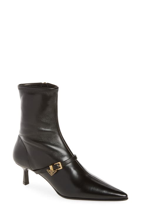 Stretch Leather Ankle Boot