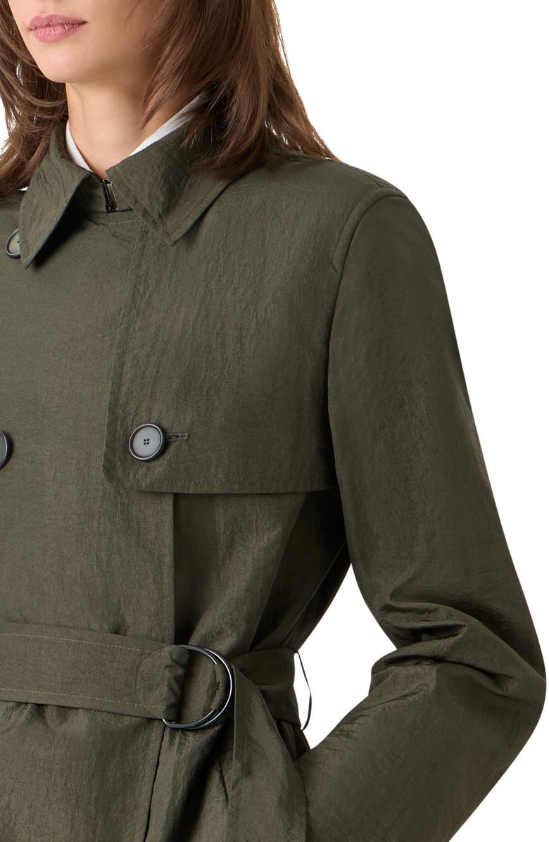 Akris punto Crinkled Parachute Taffeta Trench Coat, Alternate, color, Olive