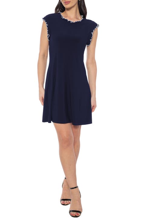 Ruffle Cap Sleeve A-Line Dress