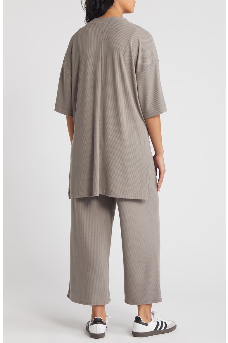 Lex Rib Oversize T-Shirt & High Waist Crop Pants, Alternate, color, STEEL GREY