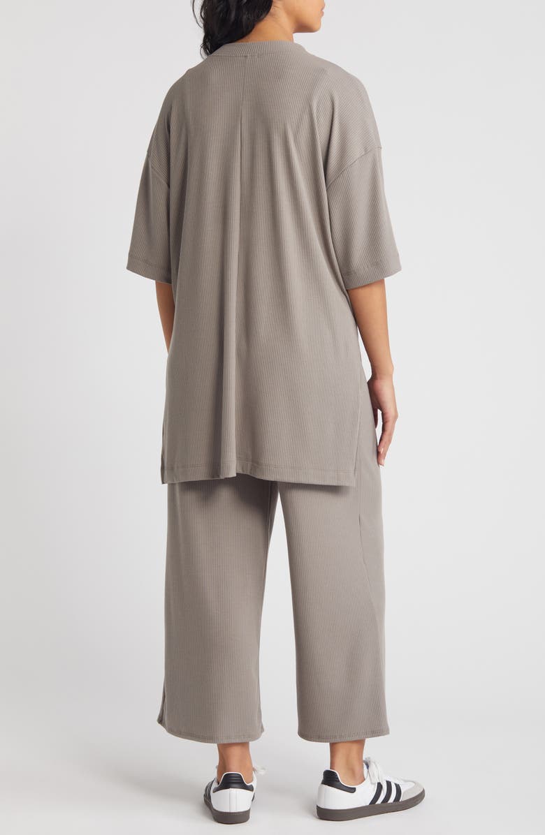 Dressed in Lala Lex Rib Oversize T-Shirt & High Waist Crop Pants, Alternate, color, Steel Grey
