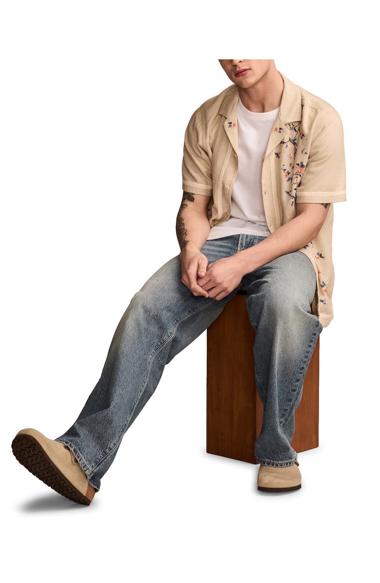 Lucky Brand Floral Embroidered Camp Shirt, Alternate, color, 