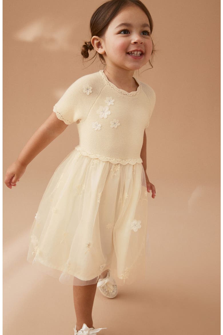 Kids' Floral Embroidered Party Dress, Alternate, color, IVORY