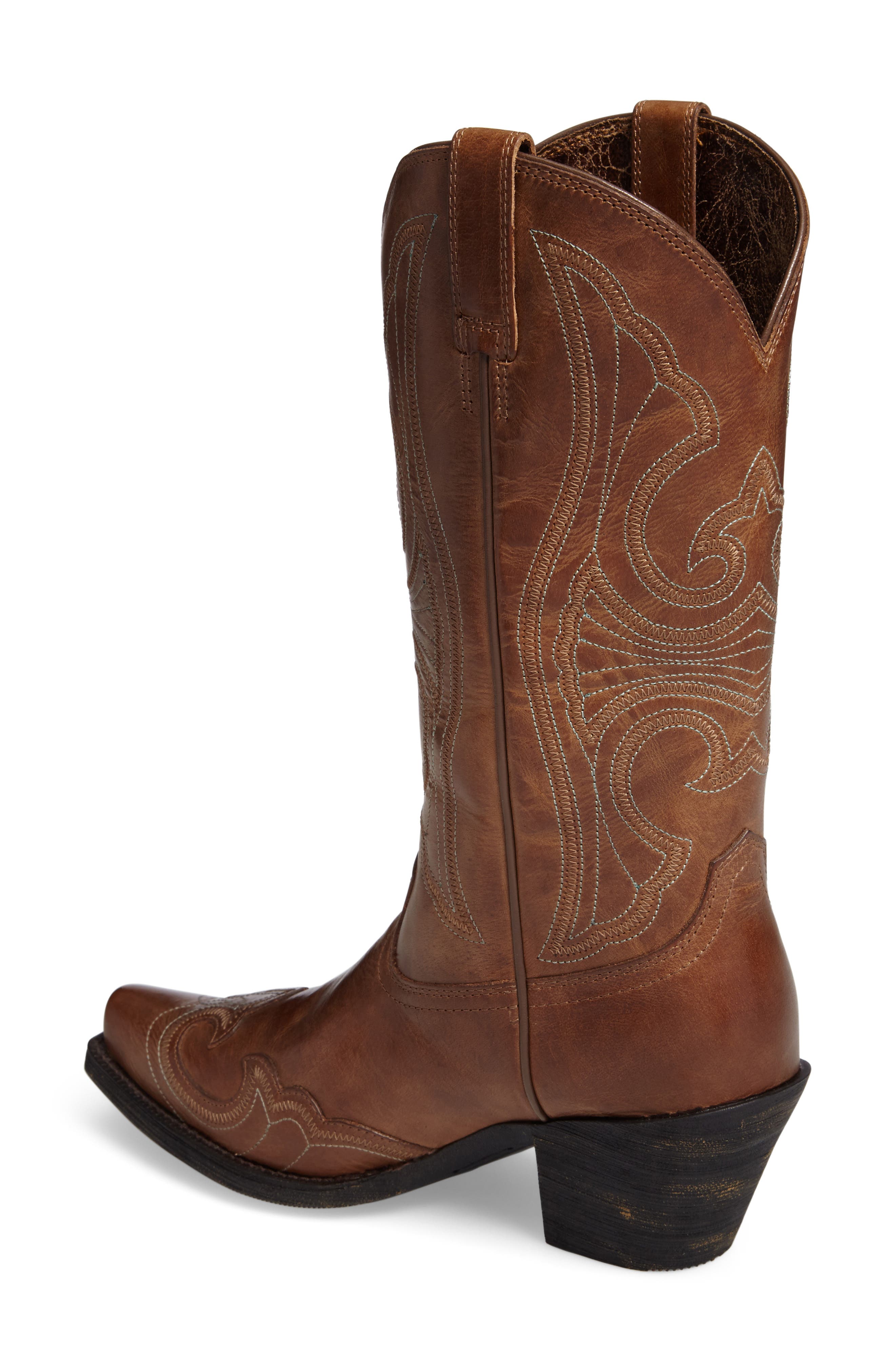 Round Up D-Toe Wingtip Western Boot, Alternate, color, SANDSTORM LEATHER