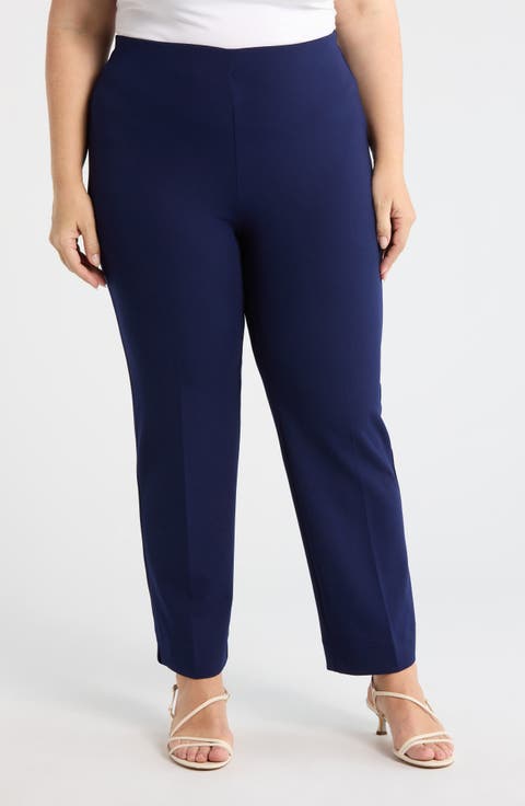 Hollywood Waist Straight Leg Ankle Pull-On Pants (Plus)