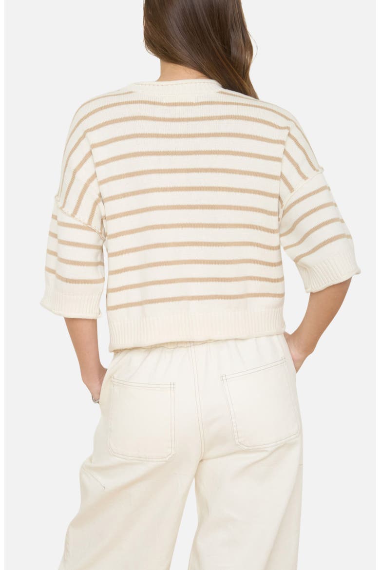 Stripe Cotton Blend Sweater, Alternate, color, KHAKI