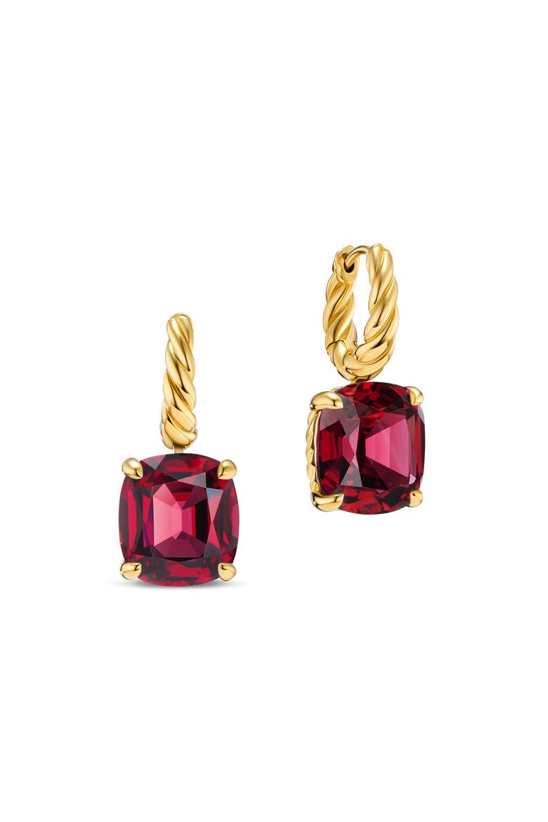 Marbella Stone Drop Huggie Hoop Earrings, Main, color, 18K YELLOW GOLD/ GARNET