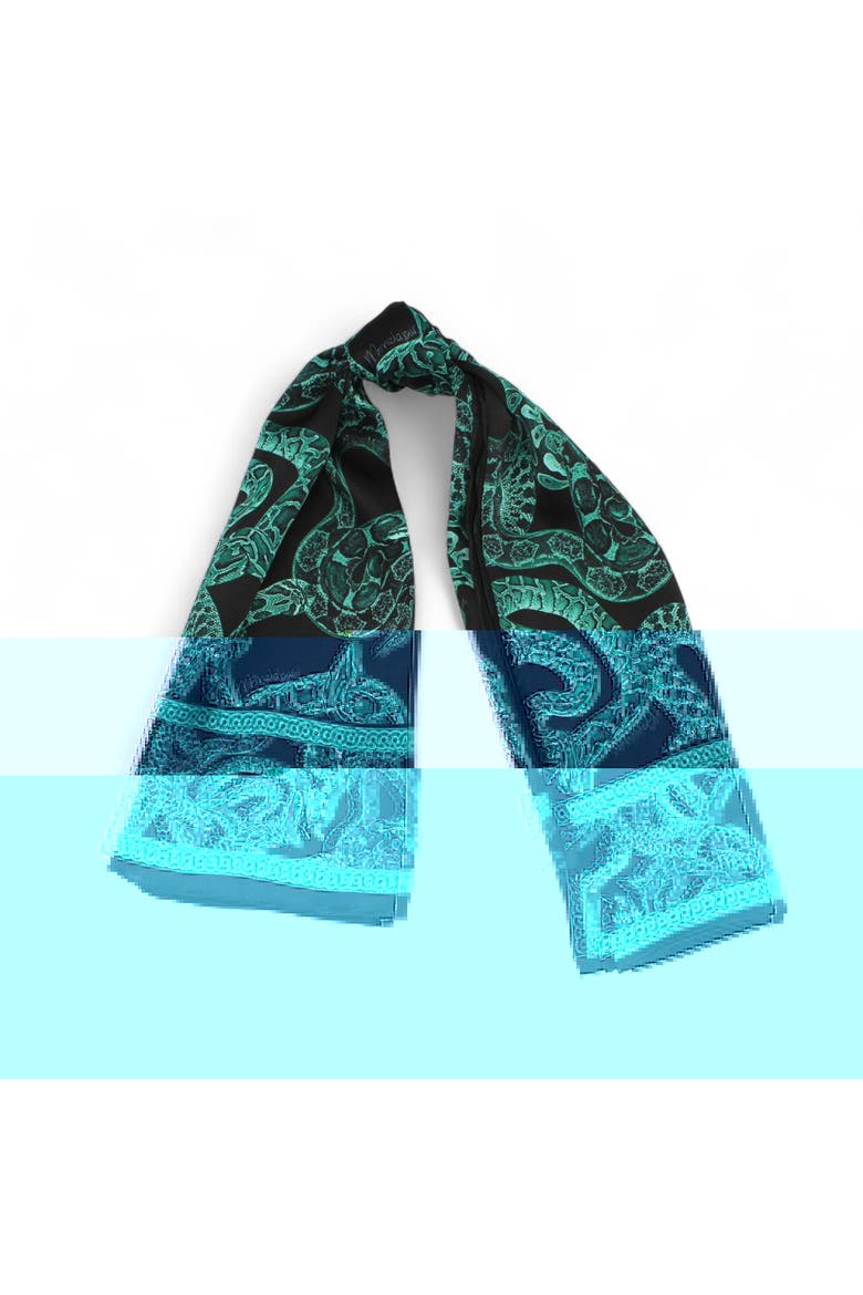 Silk Serpent Noir Scarf, Alternate, color, Forest Green