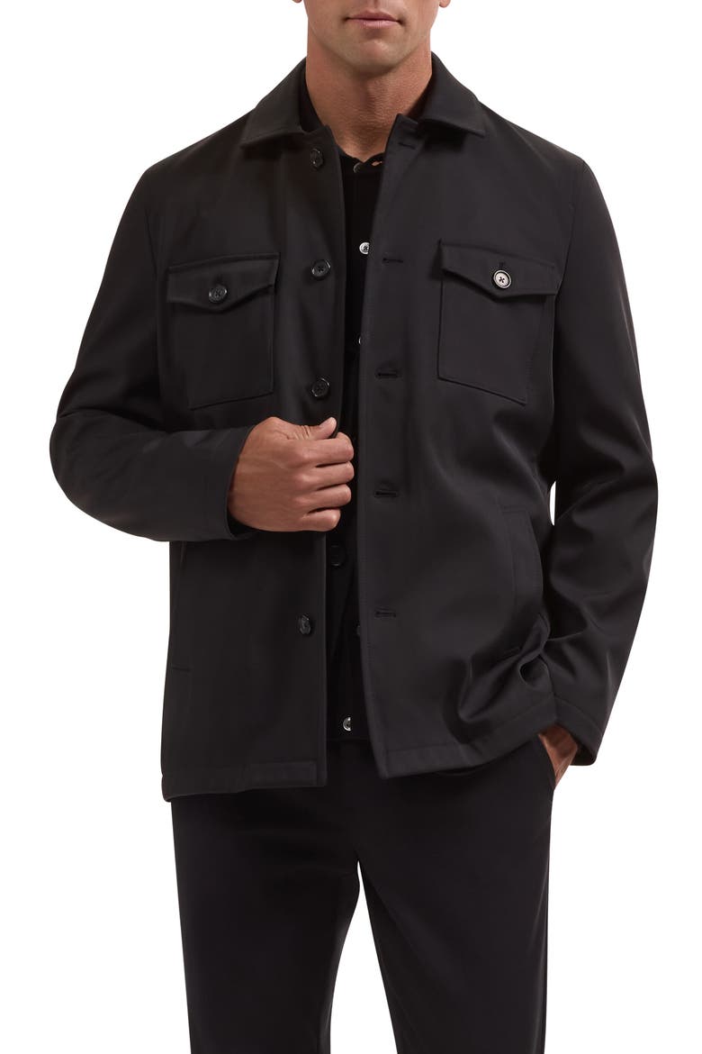 Full Button Field Jacket, Main, color, BLACK