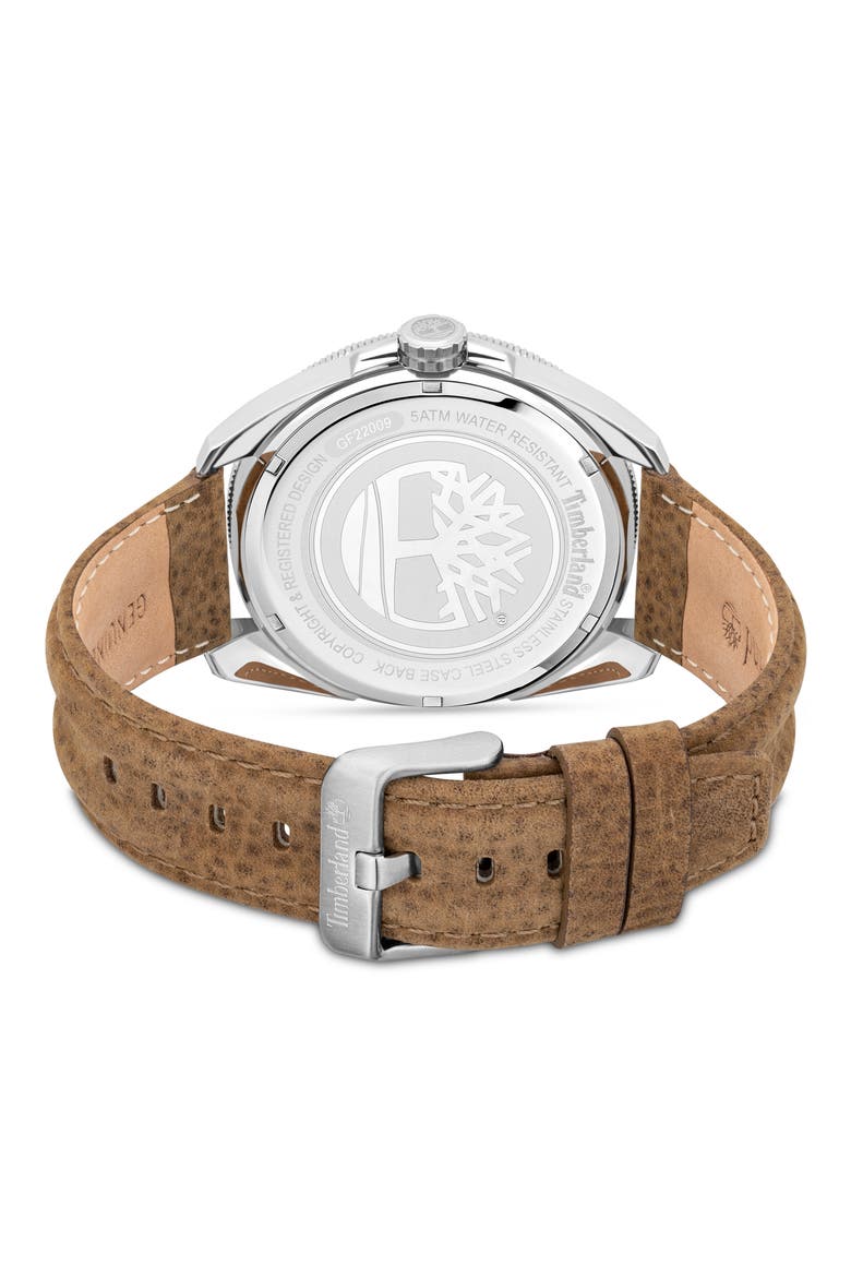 Fairhill Multifunction Leather Strap Watch, 44mm, Alternate, color, WHEAT
