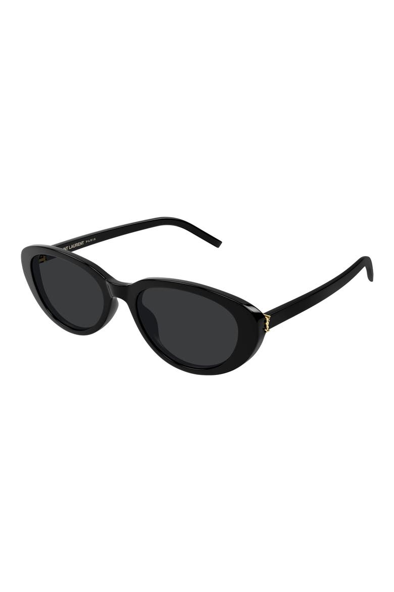 55mm Round Sunglasses, Alternate, color, BLACK