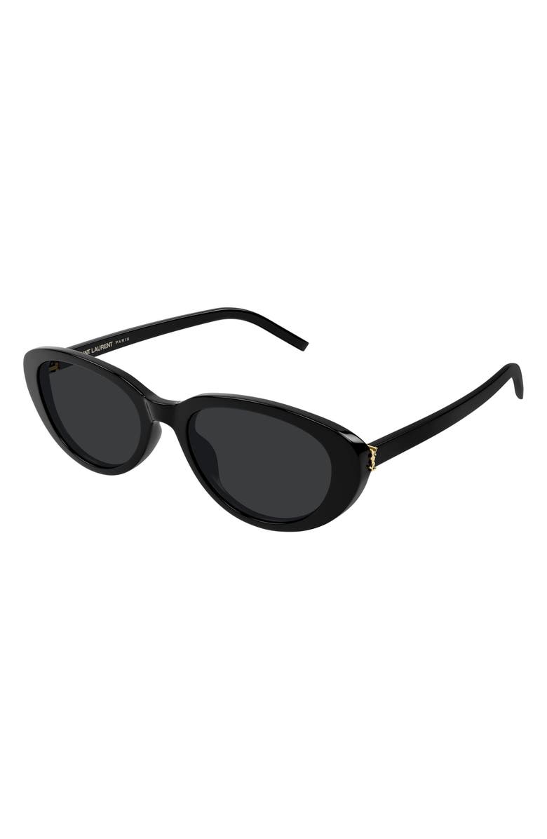 Saint Laurent 55mm Round Sunglasses, Alternate, color, Black
