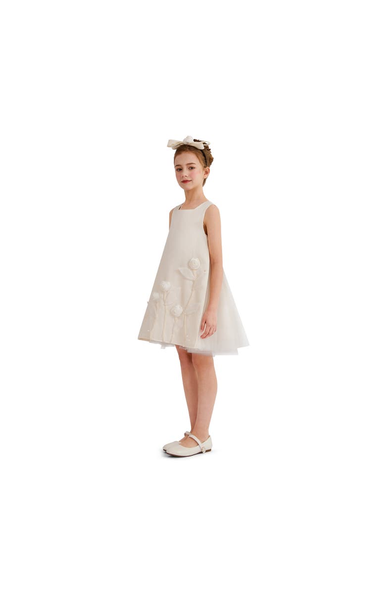 Tulleen Floral Cascade Dress, Alternate, color, Ivory