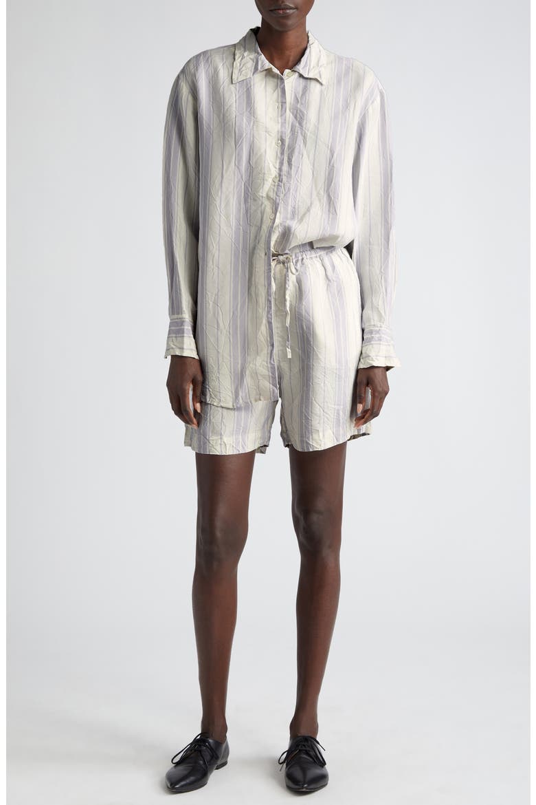 Portico Stripe Rumpled Satin Drawstring Shorts, Alternate, color, GLICINE