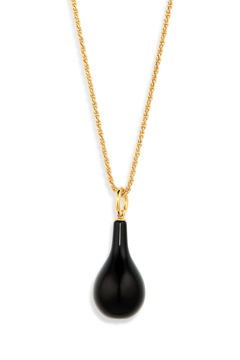 Medium Onyx Drop Necklace, Main, color, BLACK/ GOLD