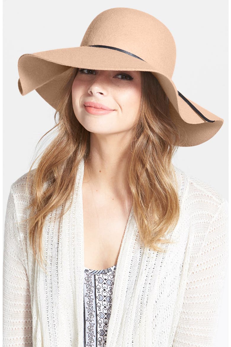 Rope Trim Floppy Felt Hat, Main, color, CAMEL