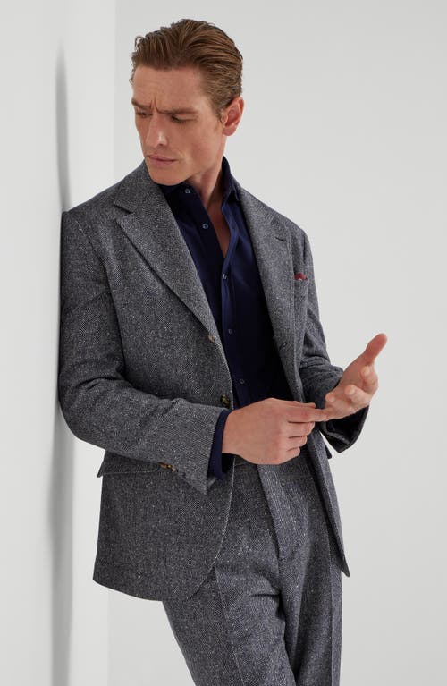 Brunello Cucinelli Patterned-jacquard Long-sleeve Shirt In Blue