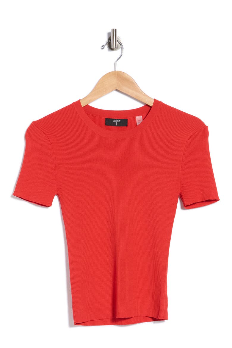 Short Sleeve Crewneck Ribbed T-Shirt, Alternate, color, AUTUMN HARVEST