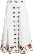 LOVE THE LABEL Berri Floral Embroidery Midi Skirt
