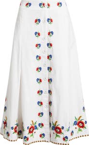LOVE THE LABEL Berri Floral Embroidery Midi Skirt