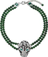 EYE CANDY LOS ANGELES Leopard Agate Beaded Necklace