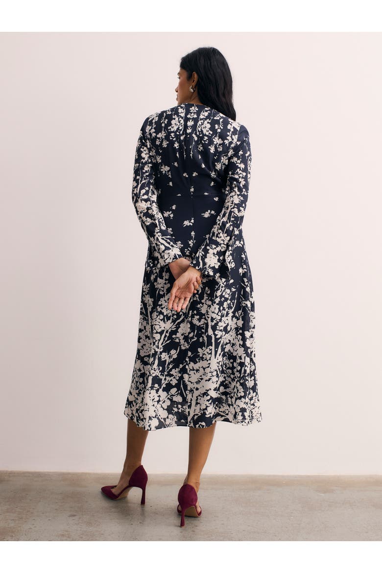 Rosaire Floral Print Dress, Alternate, color, Navy