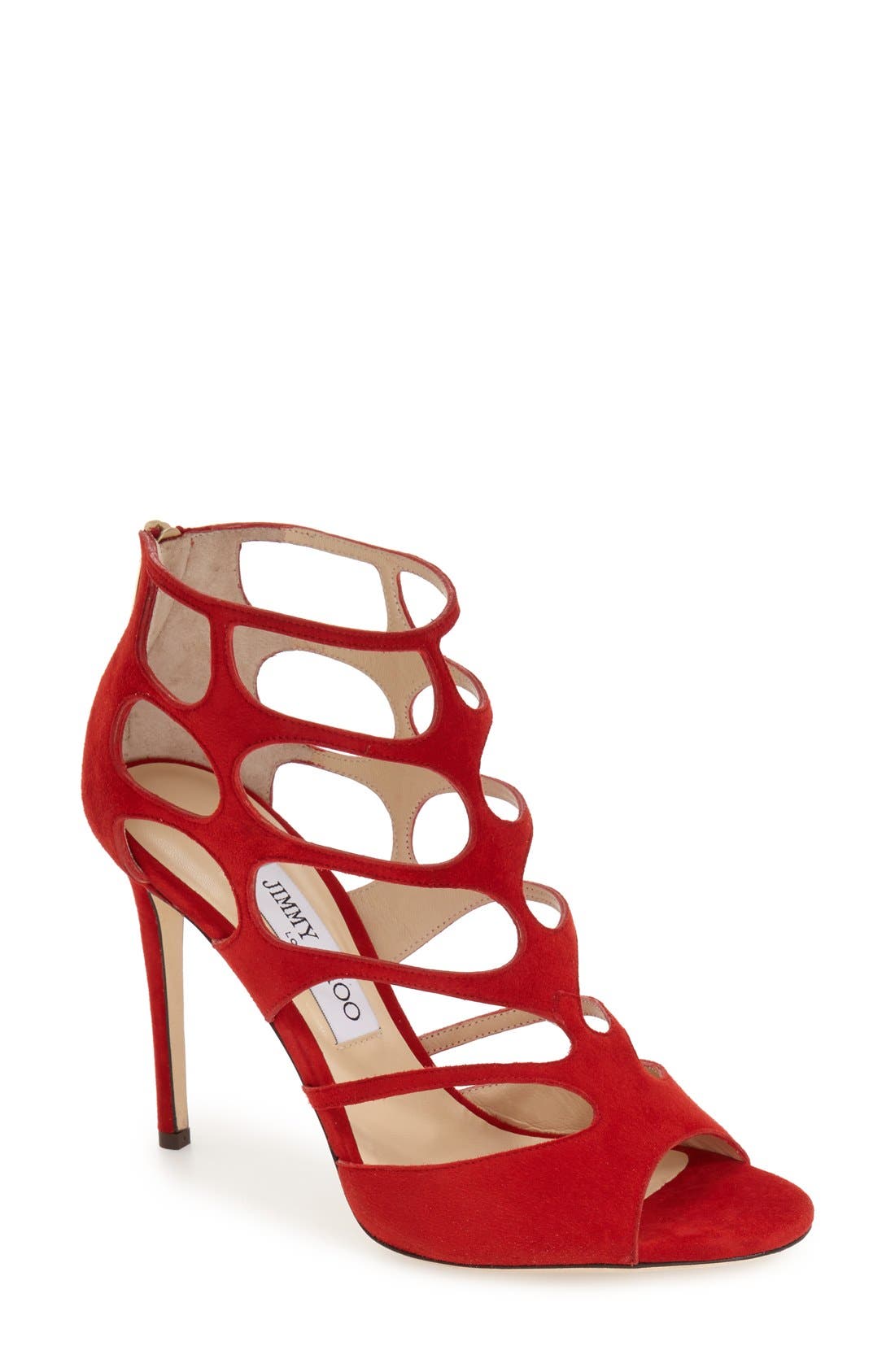 'Ren' Cutout Sandal, Main, color, RED SUEDE