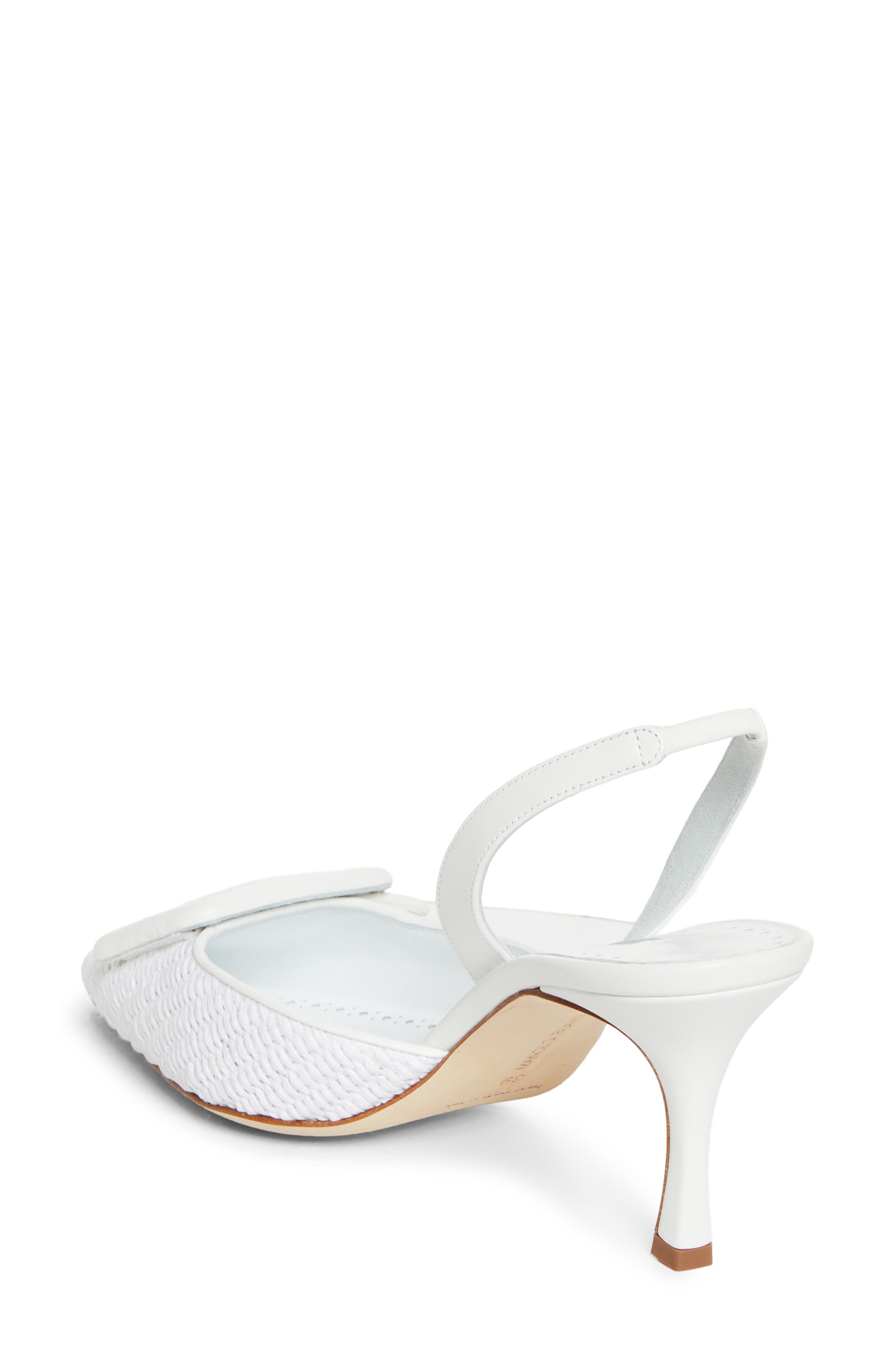 Manolo Blahnik Maysli Buckle Slingback Pump, Alternate, color, White