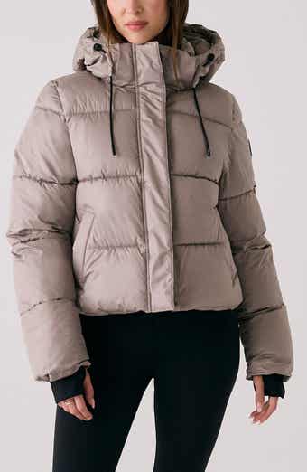 Lole London Waterproof 700 Fill Power Hooded Down Crop Puffer Jacket