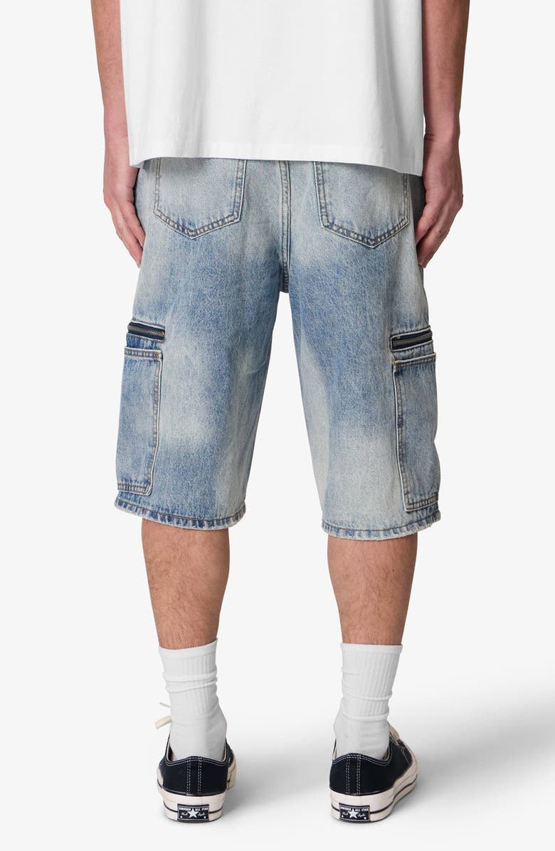 mnml Zip Pocket Oversize Denim Shorts, Alternate, color, Light Blue