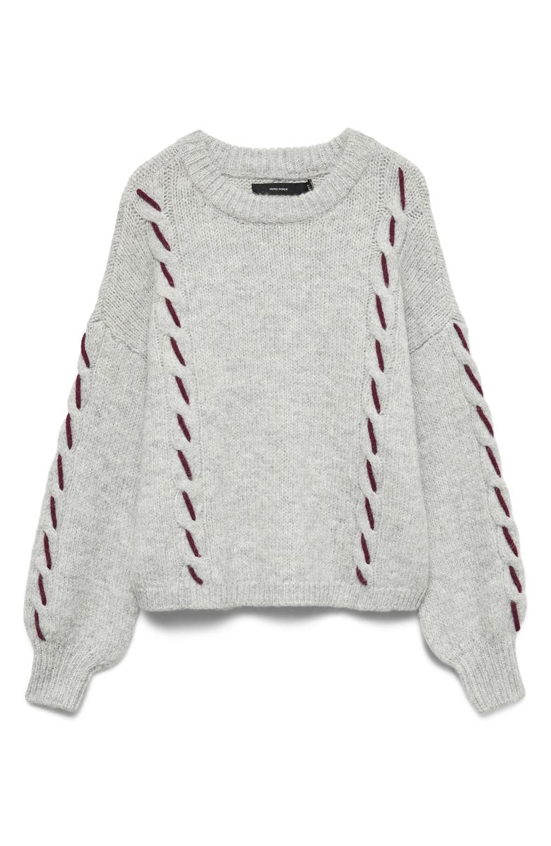 VERO MODA Ilina Oversize Mélange Sweater, Alternate, color, Light Grey Melange D