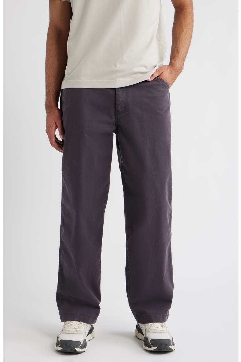 Straight Leg Cotton Stretch Twill Pants, Main, color, BLACK FADED
