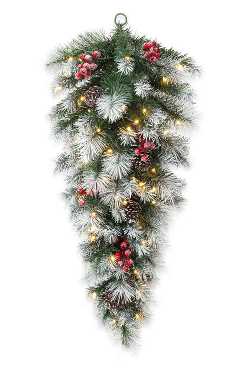 3ft Artificial Christmas Teardrop Swag With Lights and Timer