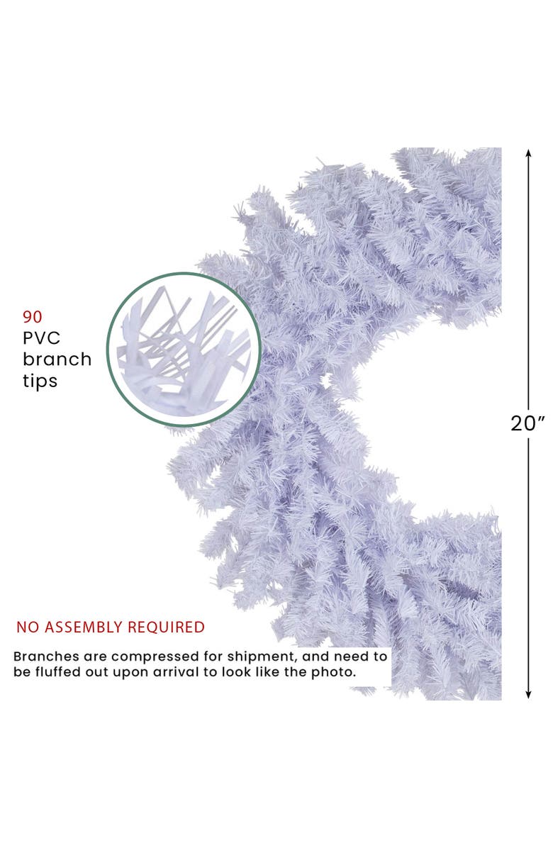 Northlight White Crystal Spruce Artificial Christmas Wreath - 20" - Unlit, Alternate, color, 