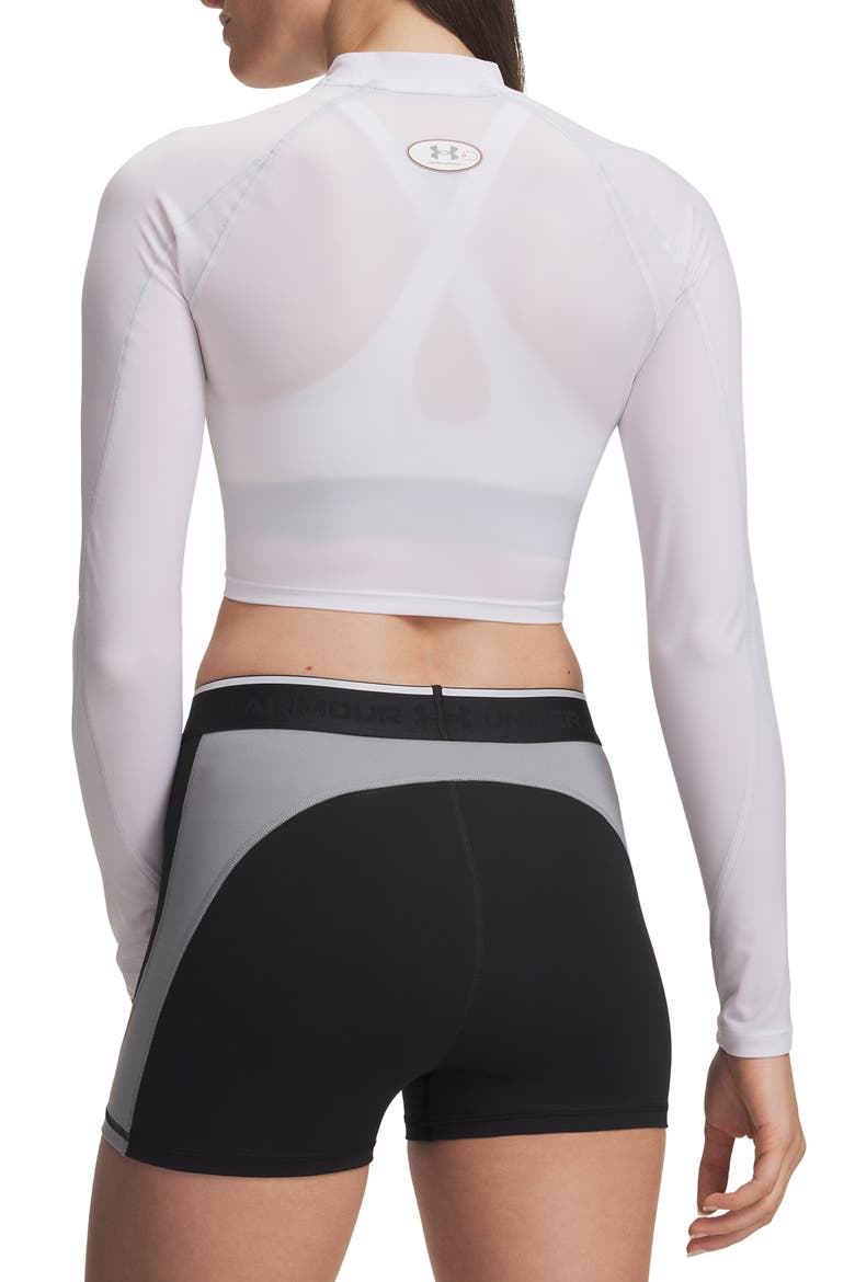 HeatGear® Elite Mock Neck Crop Top, Alternate, color, 100 WHITE