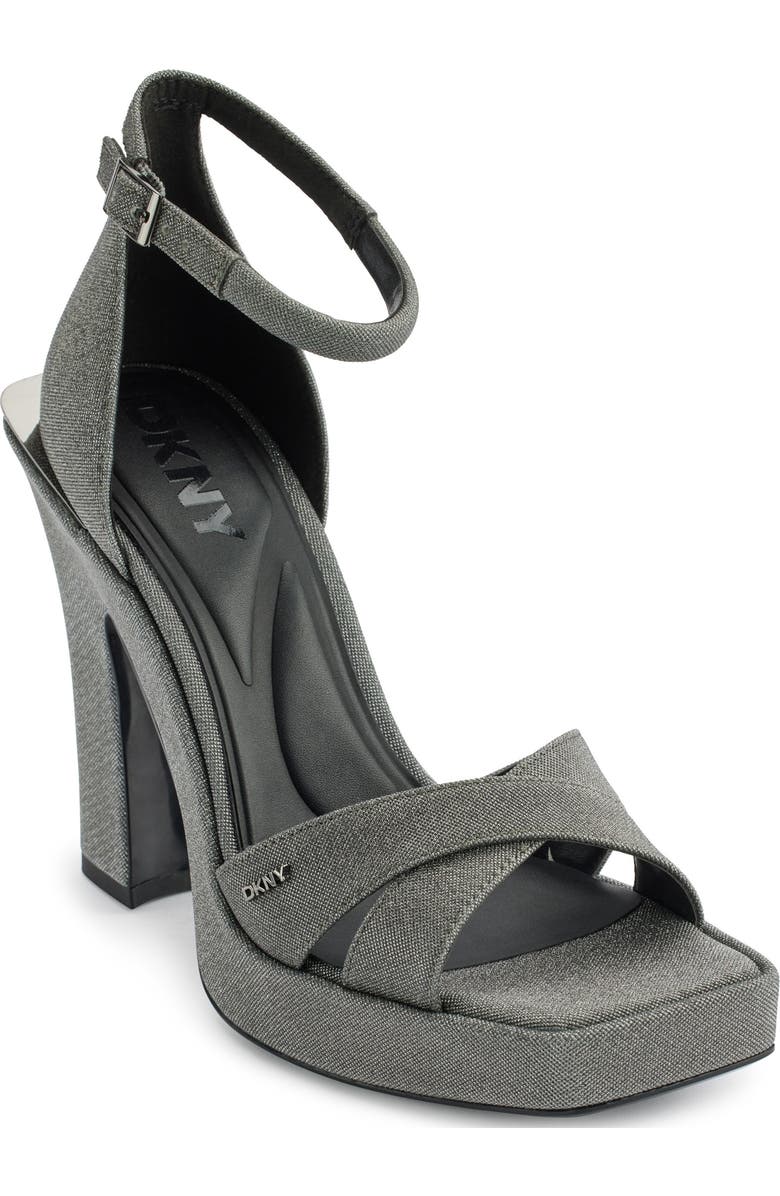 DKNY Linda Ankle Strap Platform Sandal, Main, color, Graphite