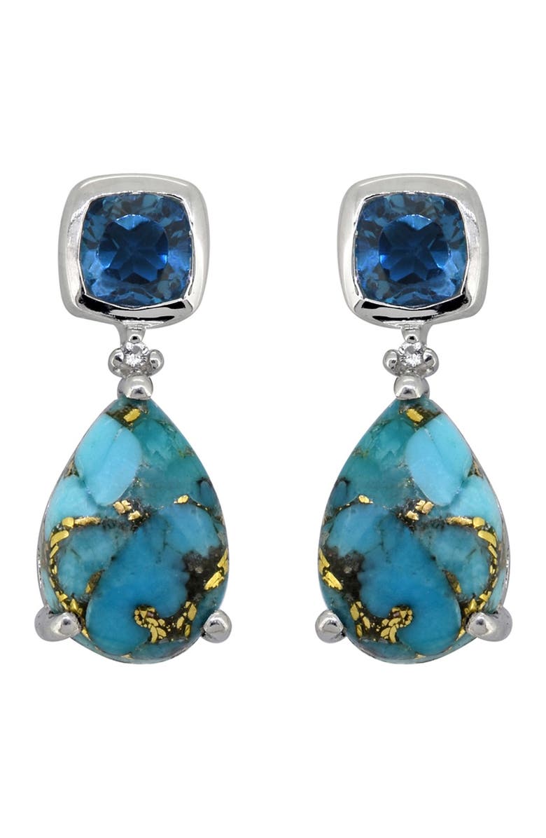 NITYA Sterling Silver Blue Copper Turquoise London Blue Topaz Earrings, Main, color,