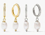 Joey Baby Freshwater Pearl Drop And Huggie Hoop 18K Gold Plated Earring Set