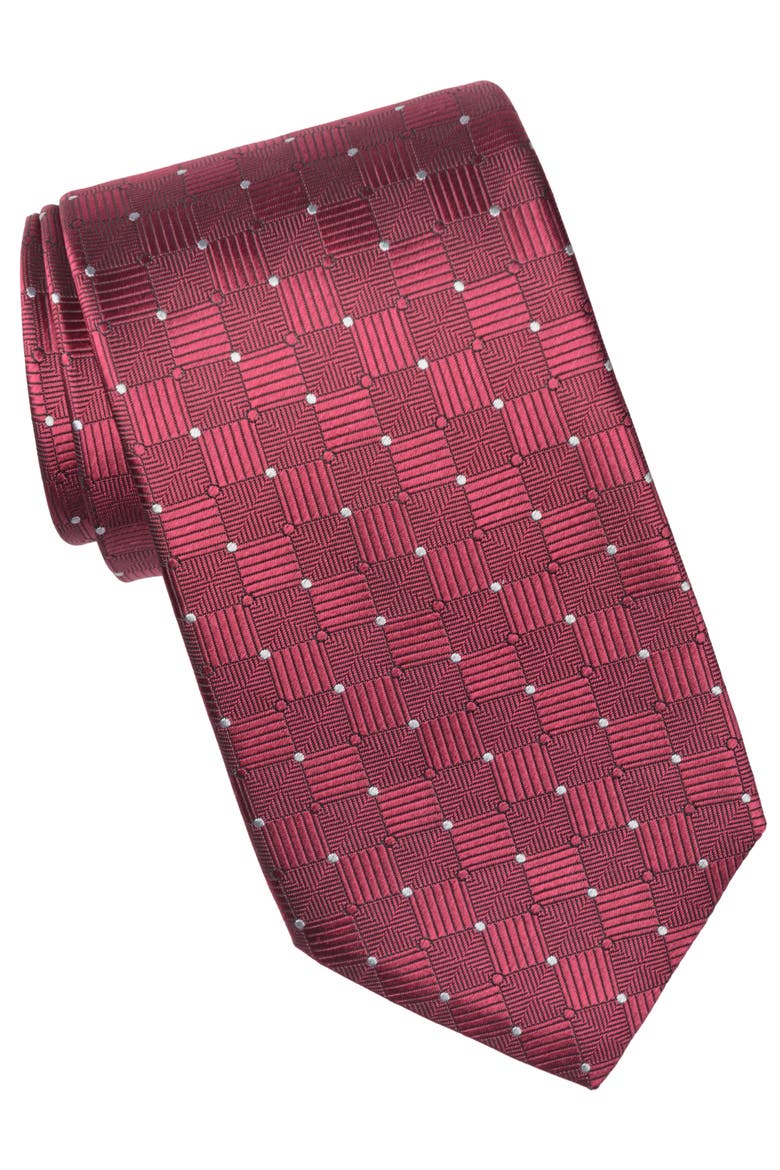 Barone - Silk Jacquard Tie for Men, Alternate, color, Crimson Red